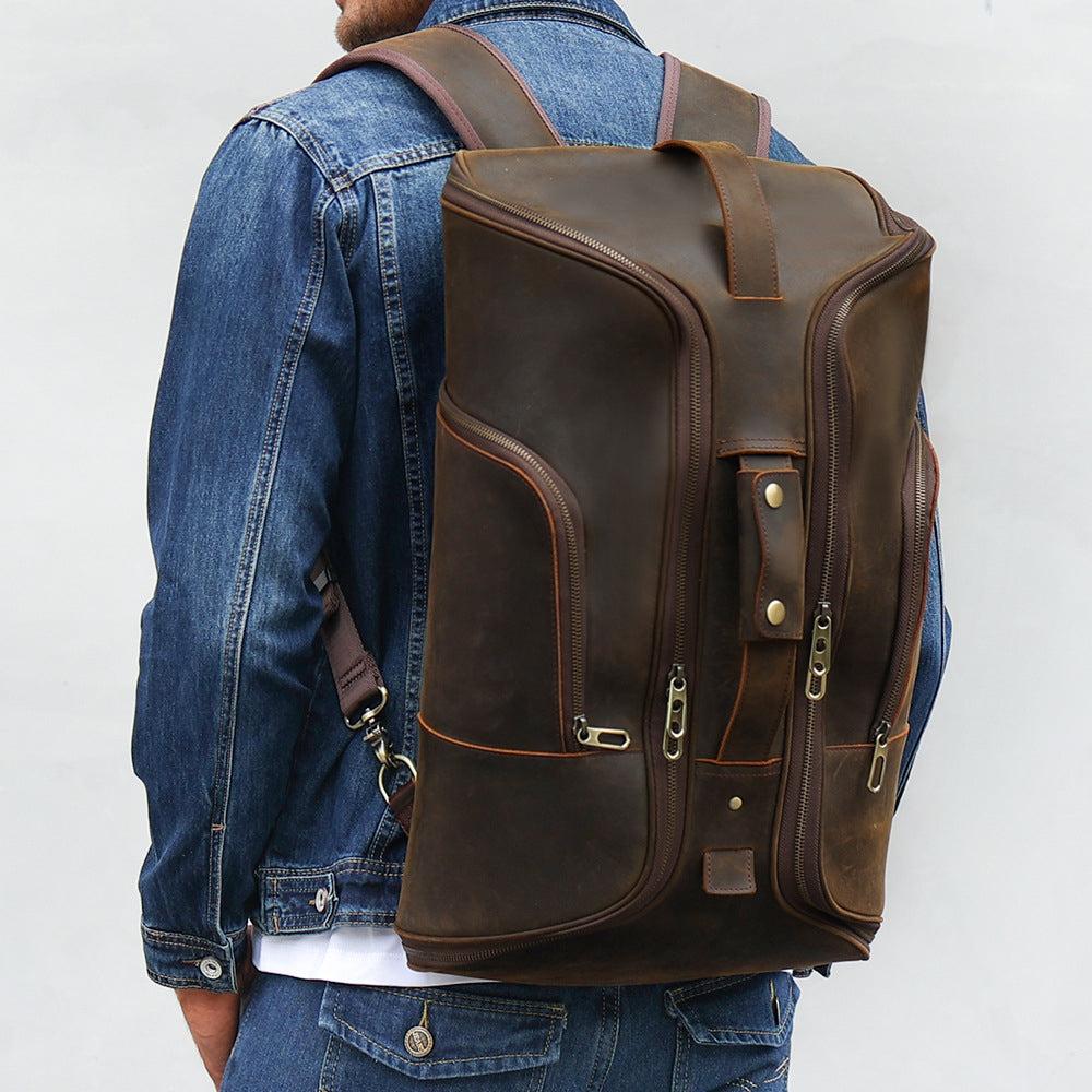 Leather Convertible Backpack Duffle Bag For Travel