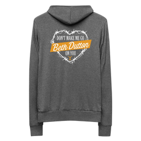 Yellowstone Don't Make Me Go Beth Dutton On You Heart Lightweight Zip-up Hooded Sweatshirt