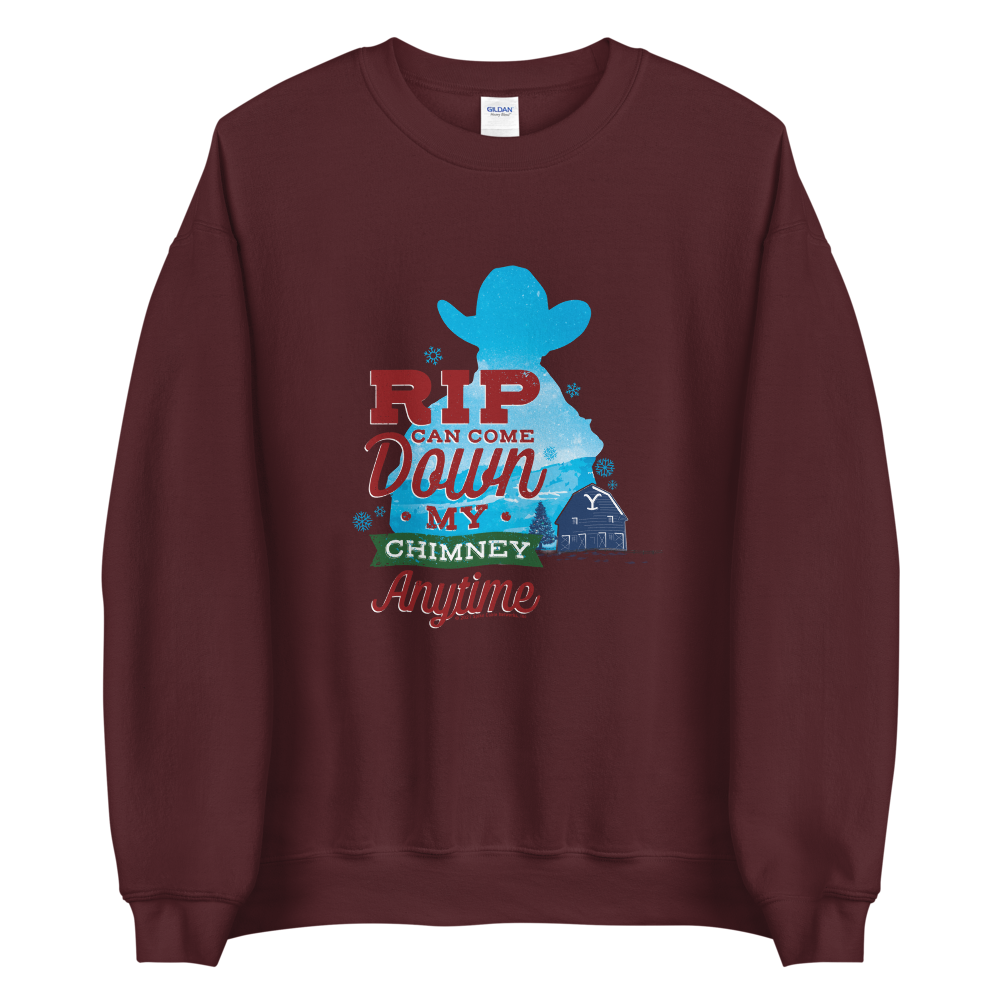 Yellowstone RIP Can Come Down My Chimney Any Time Silhouette Fleece Crewneck Sweatshirt