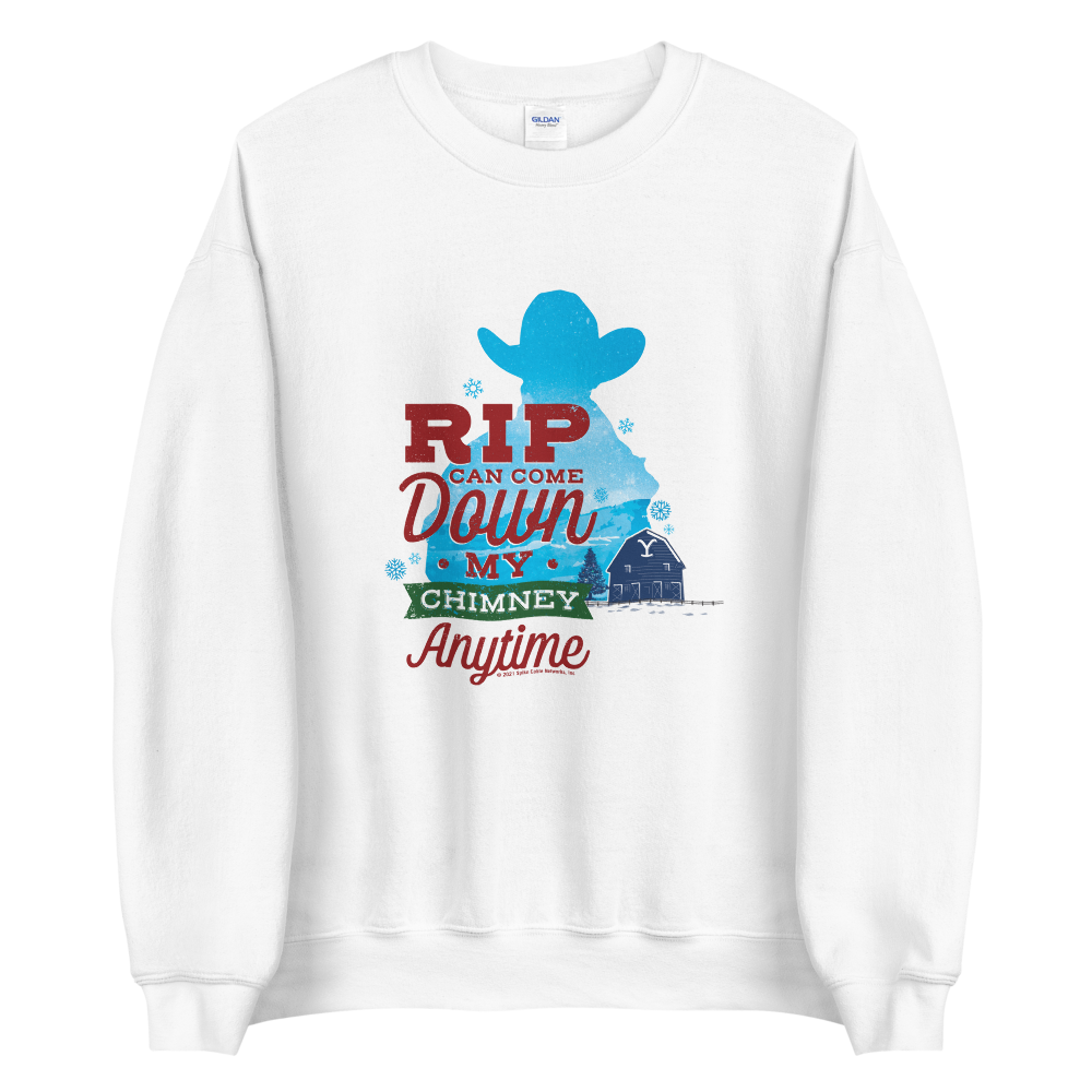 Yellowstone RIP Can Come Down My Chimney Any Time Silhouette Fleece Crewneck Sweatshirt