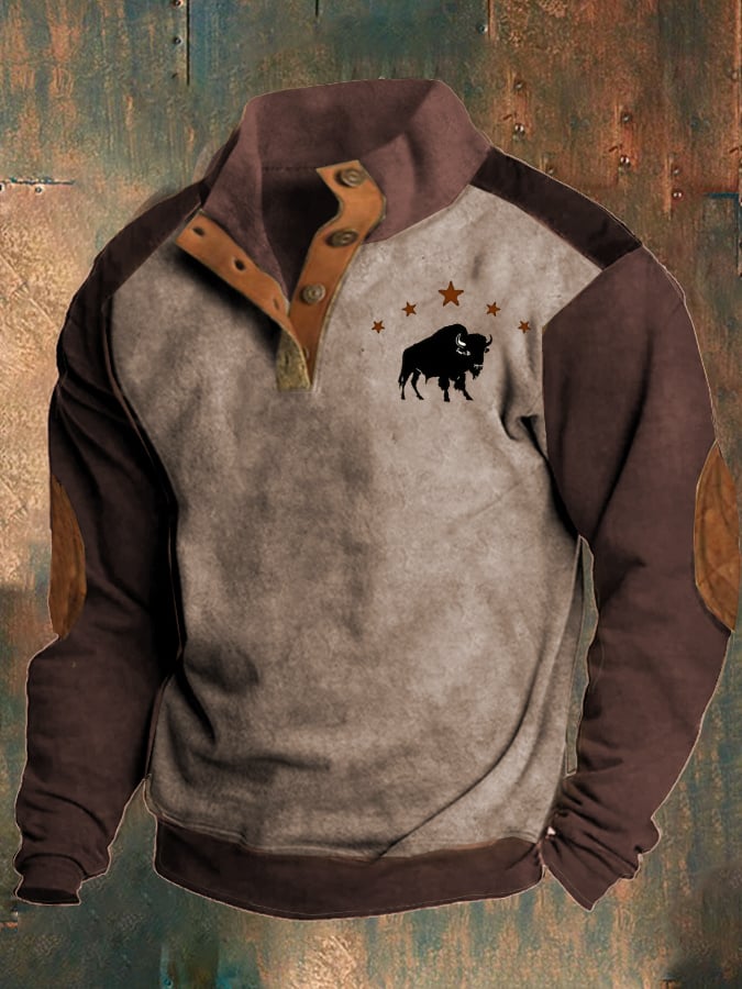 Retro Casual Western Print Sweatshirt