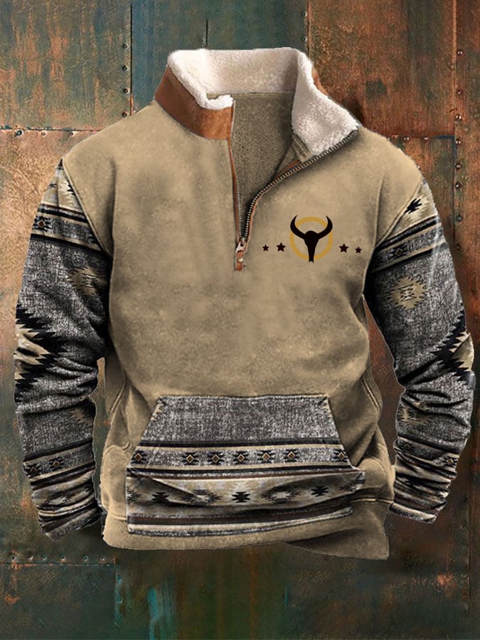 Men's retro western ethnic style printed casual sweatshirt