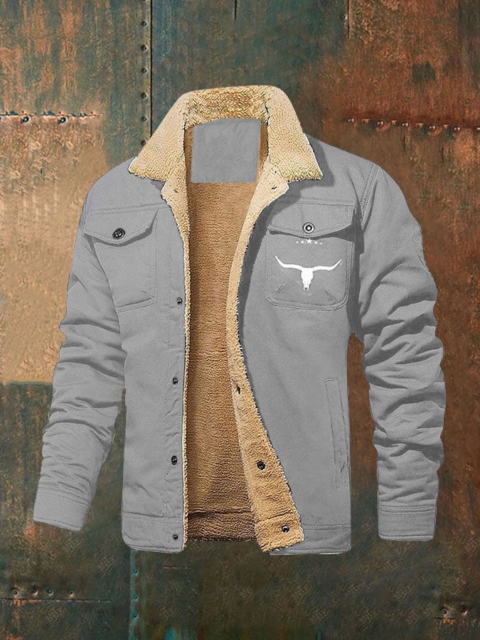 Men's retro western winter fleece jacket