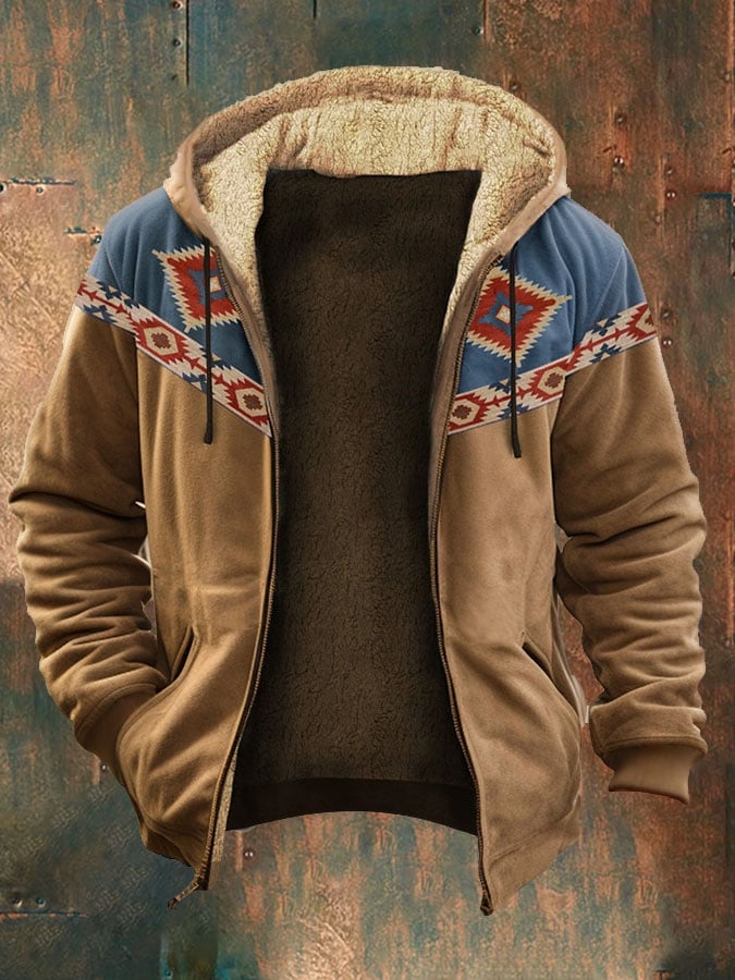 Men'S Casual Western Print Sweatshirt Hooded Outerwear