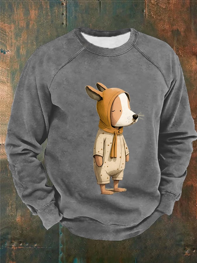 Men's Funny Cute Dog Print Casual Sweatshirt