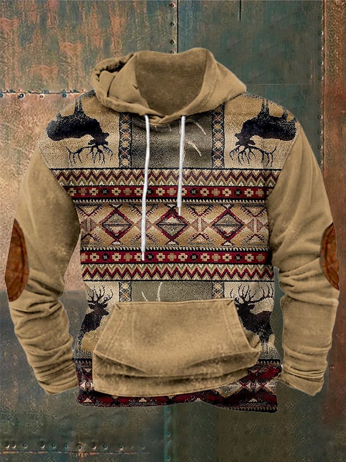 Fleece Fabric Western Print Hoodie