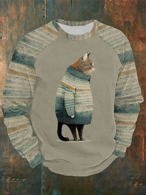 Men's Winter Cat Print Sweatshirt