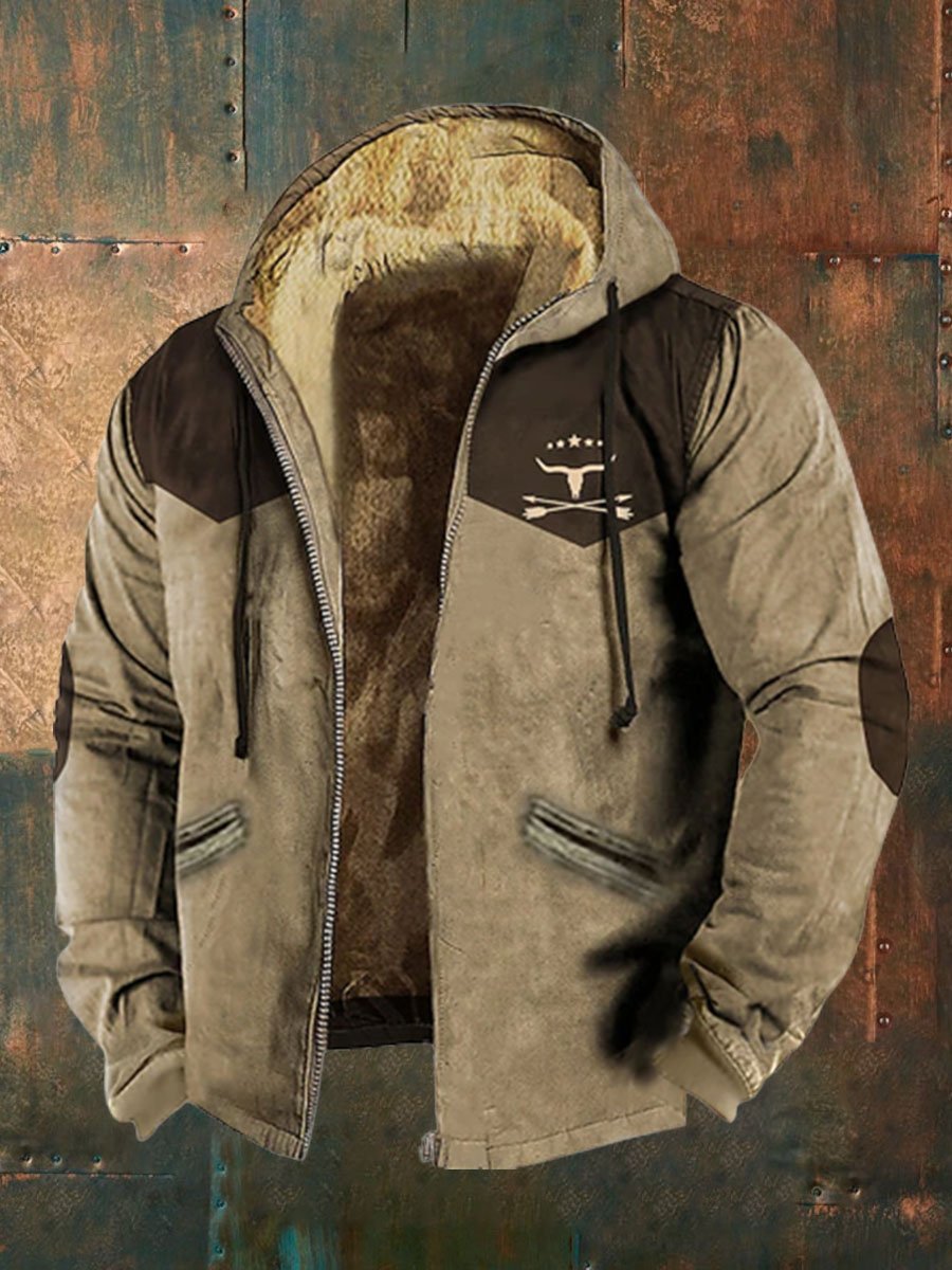 Men'S Retro Casual Long Sleeve Hooded Cotton Coat