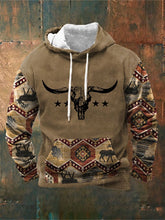 Men's Casual Western Print Long Sleeve Hooded Sweatshirt