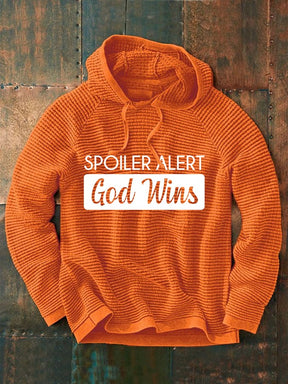 Men's Spoiler Alert God Wins Casual Long Sleeve Hoodie