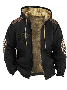 Casual Retro Western Style Printed Fleece Jacket