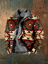 Men'S Retro Geometric Print Velvet Lapel Jacket