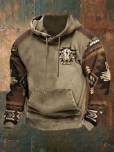 Men's Ethnic Geometric Contrast Hoodie