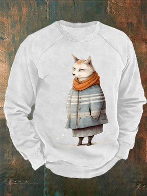 Men's Winter Funny Cute Wonderland Clothing Fox Printed Sweatshirt