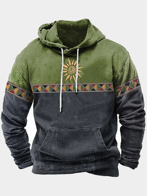 Men's Western Style Printed Loose Hooded Sweatshirt