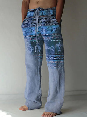 Men's Retro Casual Western Geometric Print Pants