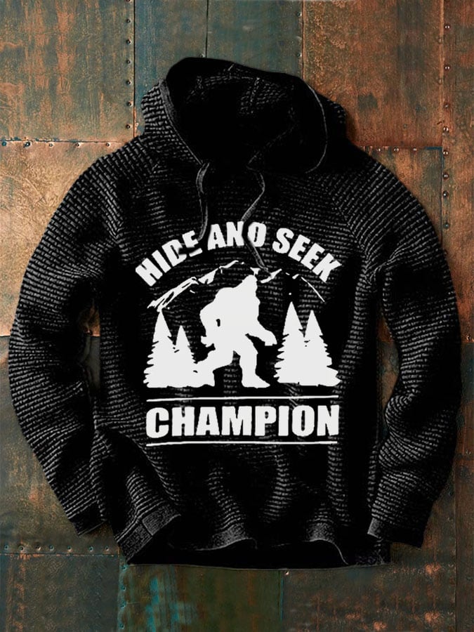 Men's Bigfoot Hide and seek Print Casual Hoodie