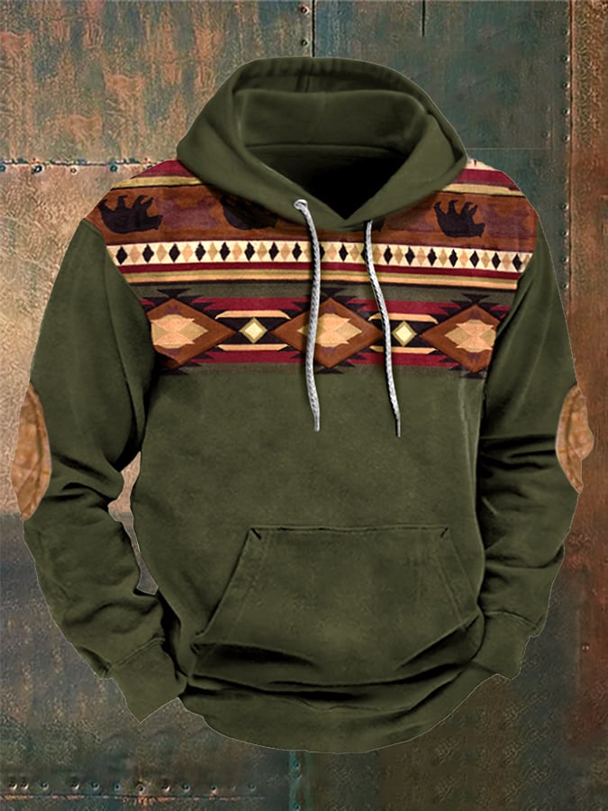 Fleece Fabric Western Print Hoodie