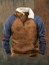 Men's Vintage Plush Pocket Zipper Sweater