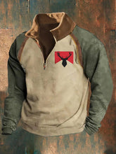 Casual Vintage Men's Western Style Zip Contrast Sweatshirt