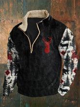 Men'S Retro Western Print Zipper Stand Collar Sweatshirt