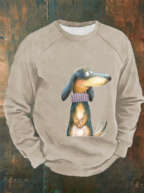 Men's Funny Cute Dog Print Casual Sweatshirt