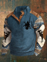 Men's Retro Western Color Block Print Long Sleeve Sweatshirt