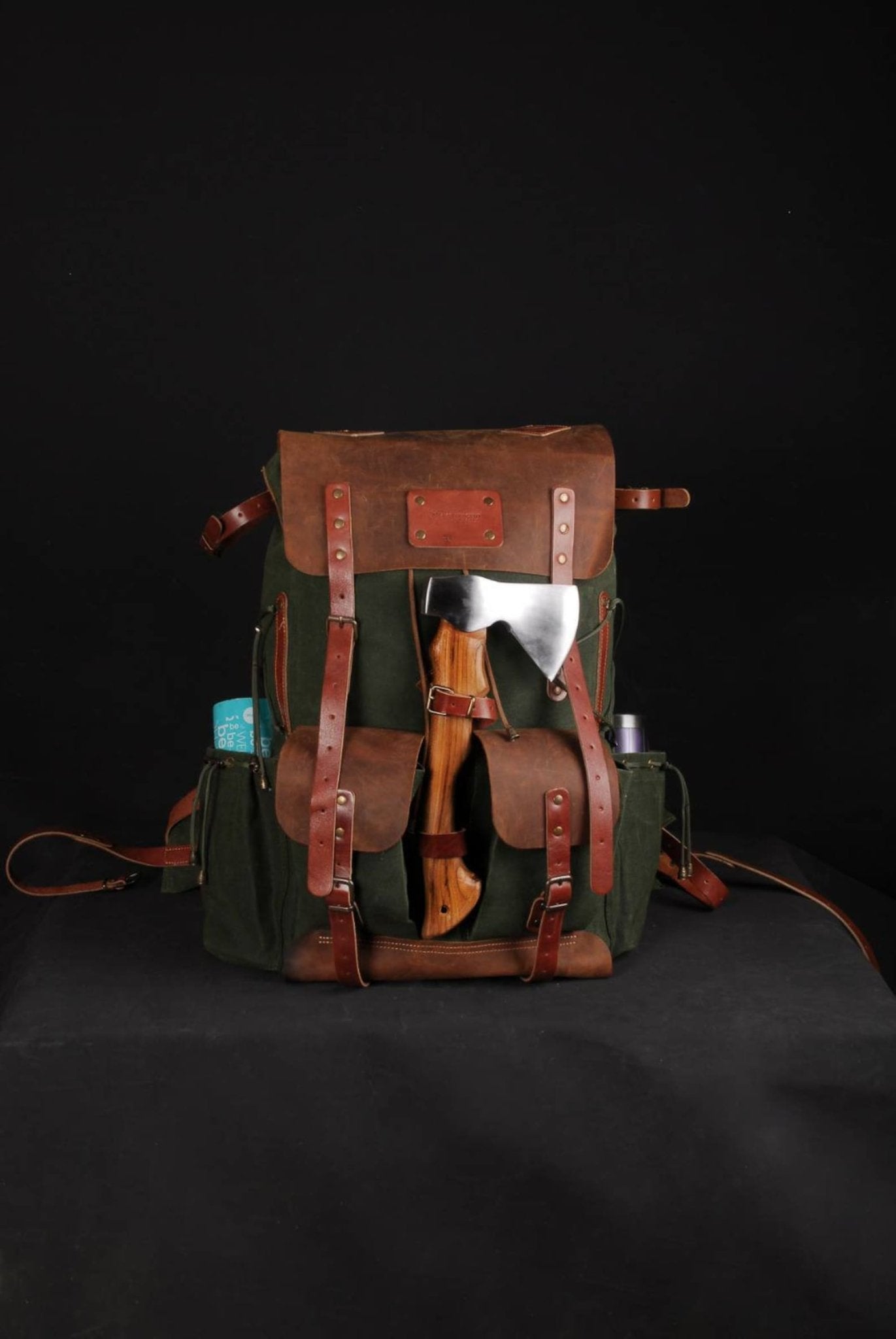 Bushcraft Handmade Leather and Canvas Backpack