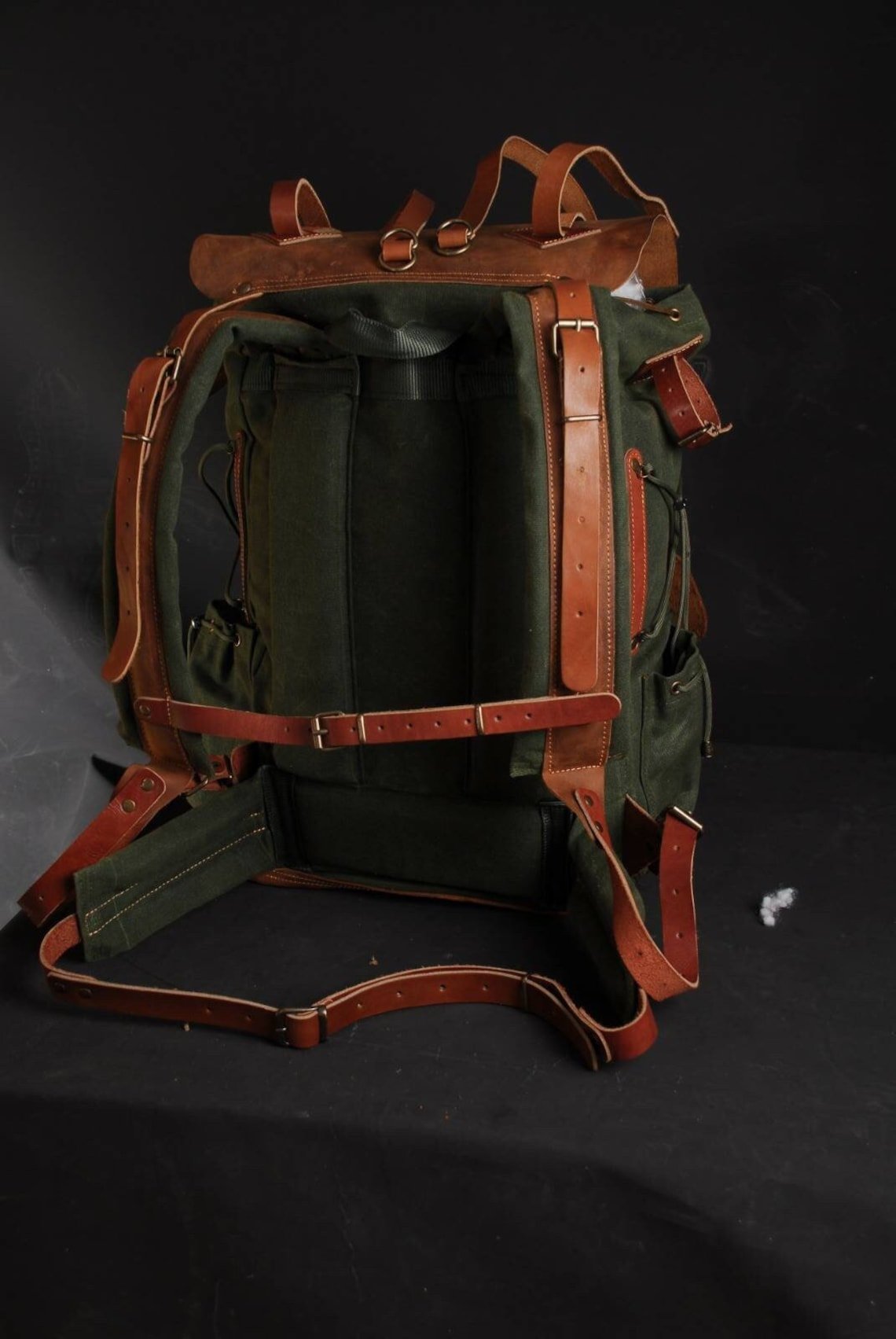 Bushcraft Handmade Leather and Canvas Backpack