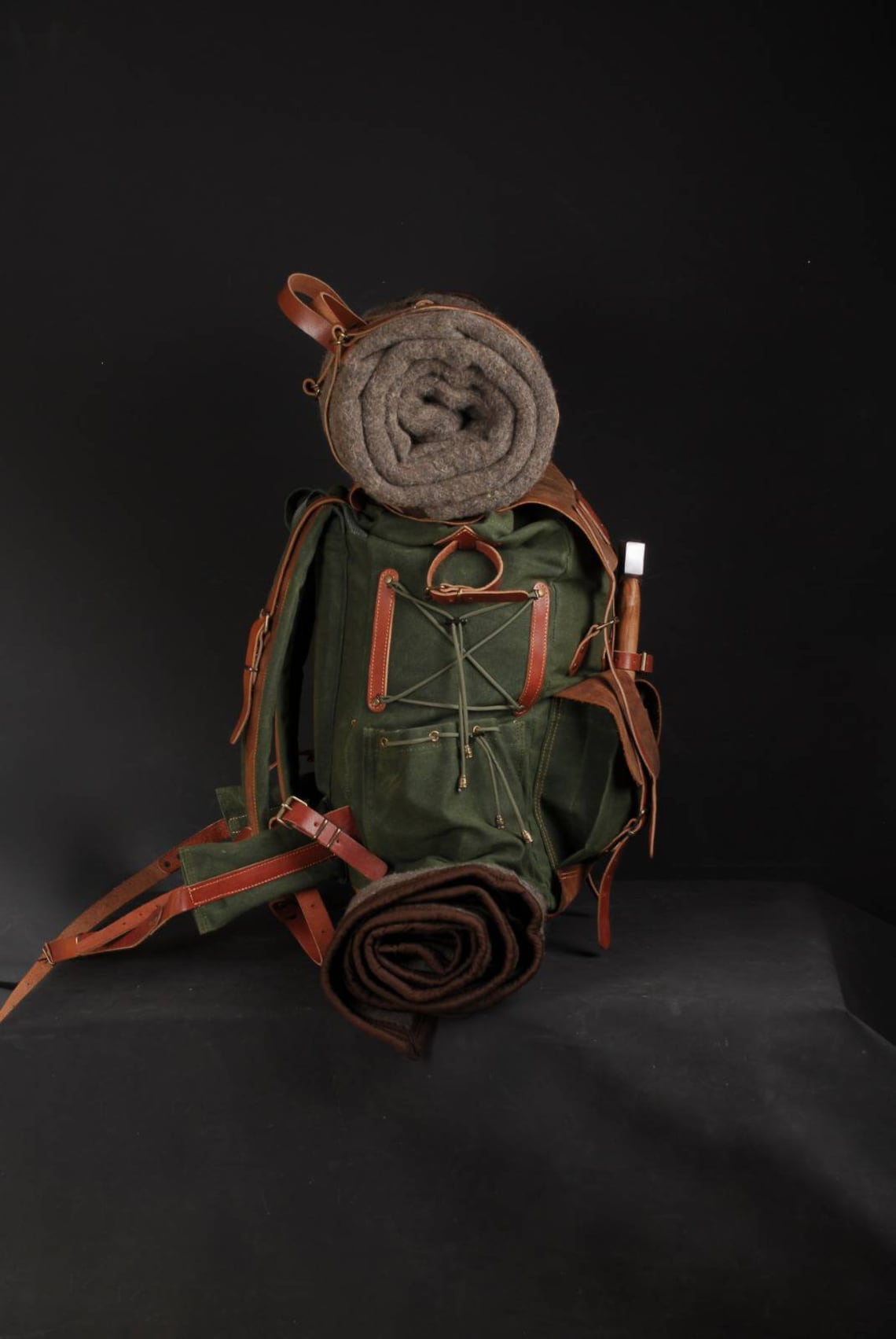 Bushcraft Handmade Leather and Canvas Backpack