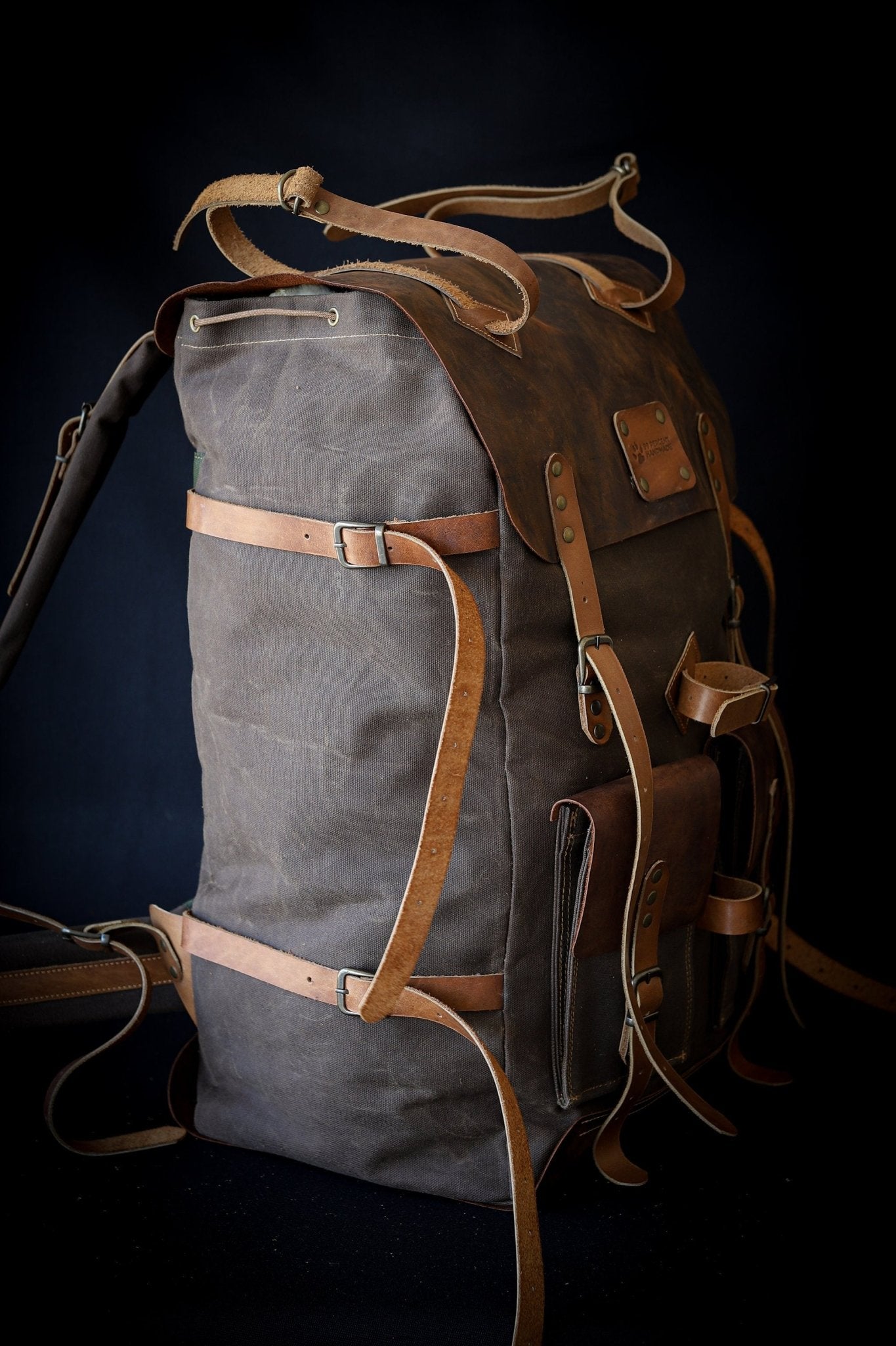 Bushcraft Handmade Wax Canvas Backpack Leather Backpack