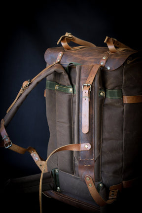 Bushcraft Handmade Wax Canvas Backpack Leather Backpack