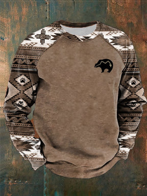 Casual Vintage Men's Western Style Contrast Sweatshirt