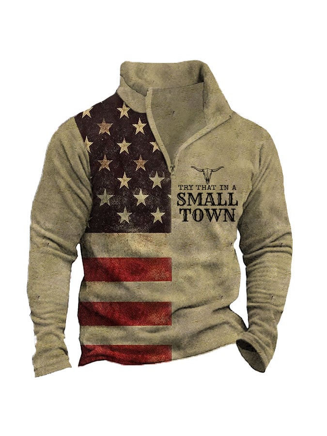 Men's American Flag Try That In A Small Town Vintage Daily Tops