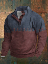 Men's Retro Western Color Block Print Long Sleeve Sweatshirt