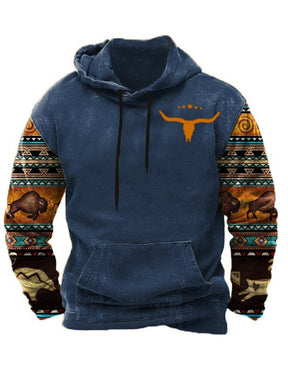 Men's Vintage Western Ethnic Print Casual Hoodie