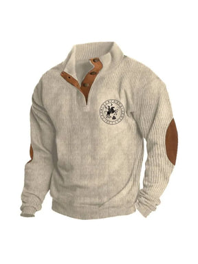 Men's Corduroy Loose Retro Western Style Stand Collar Sweatshirt