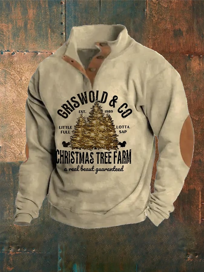 Men's Griswold & Co Est 1989 Christmas Tree Farm Print Casual Sweatshirt