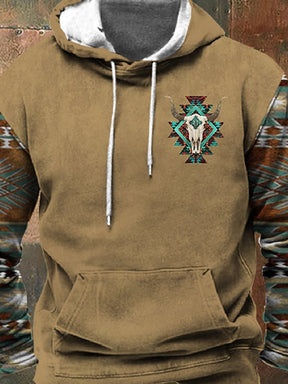 Fleece Fabric Western Print Hoodie