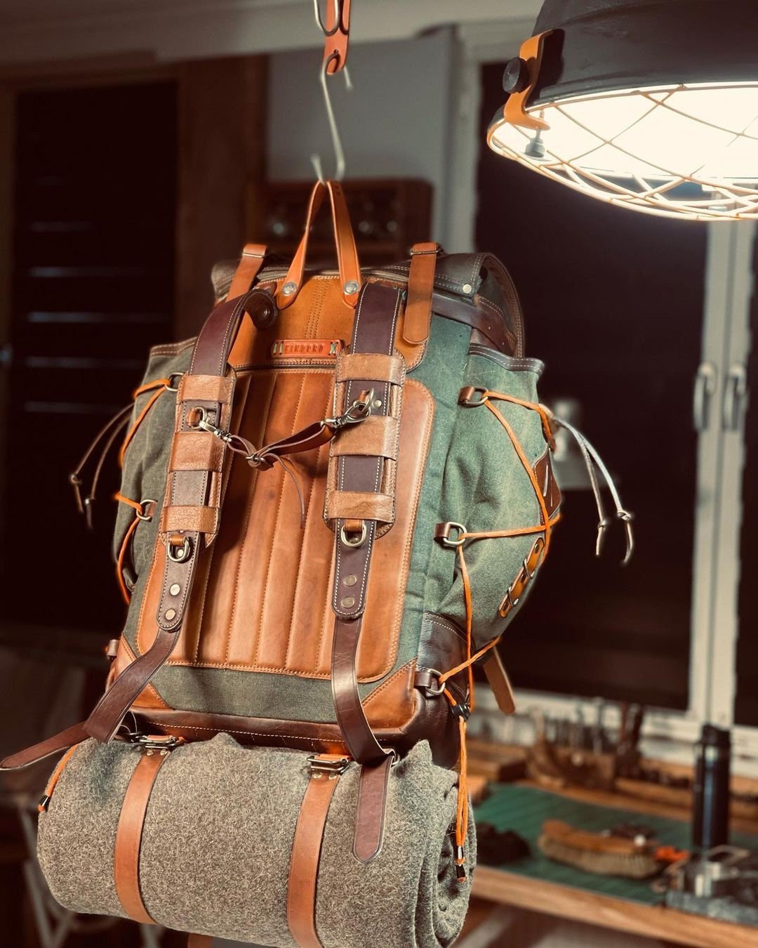 Camping Leather Backpack Bushcraft Rucksac