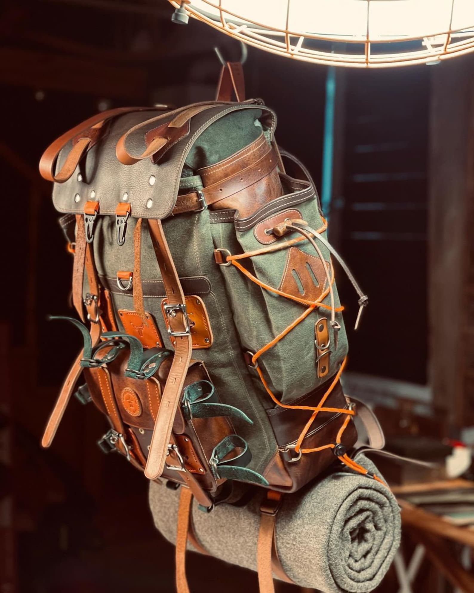 Camping Leather Backpack Bushcraft Rucksac