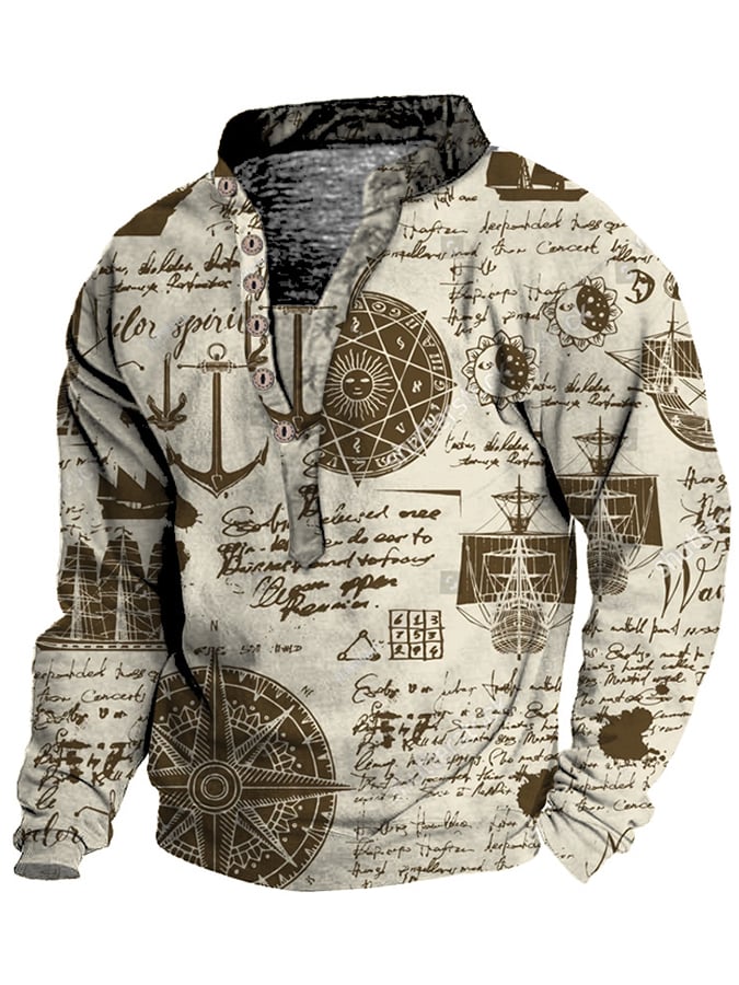 Men's Fashionable Casual Printed Long-Sleeved Sweatshirt