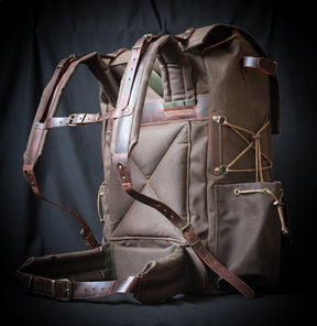 Green Brown Options Waxed Canvas Backpack