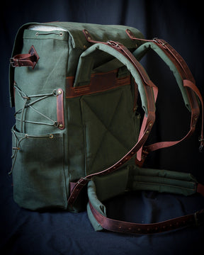 Green Brown Options Waxed Canvas Backpack