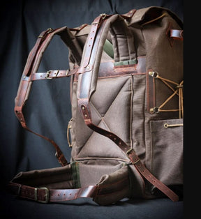 Green Brown Options Waxed Canvas Backpack