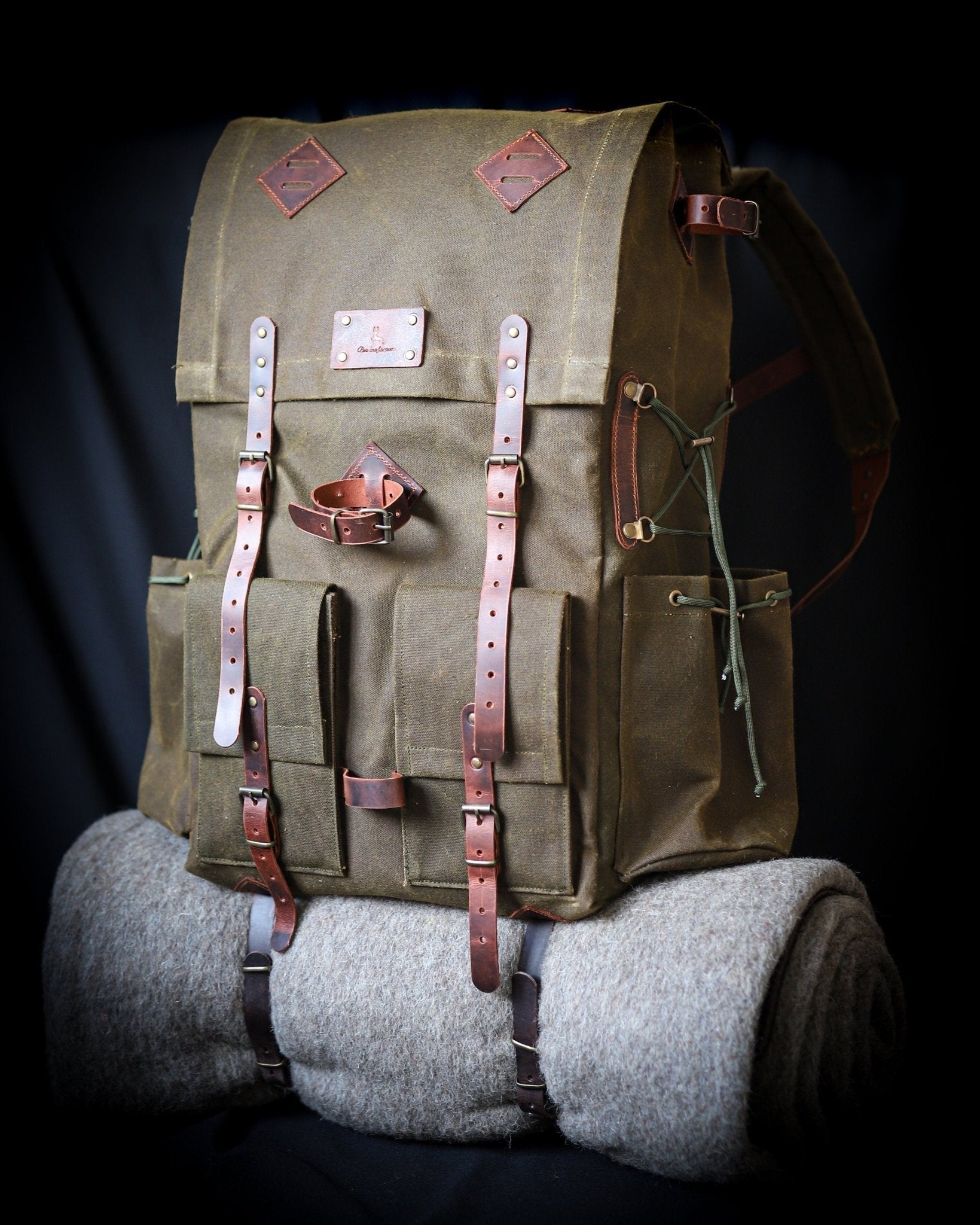 Green Brown Options Waxed Canvas Backpack