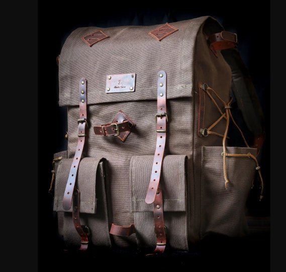 Green Brown Options Waxed Canvas Backpack