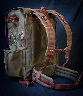 Green Brown Options Waxed Canvas Backpack