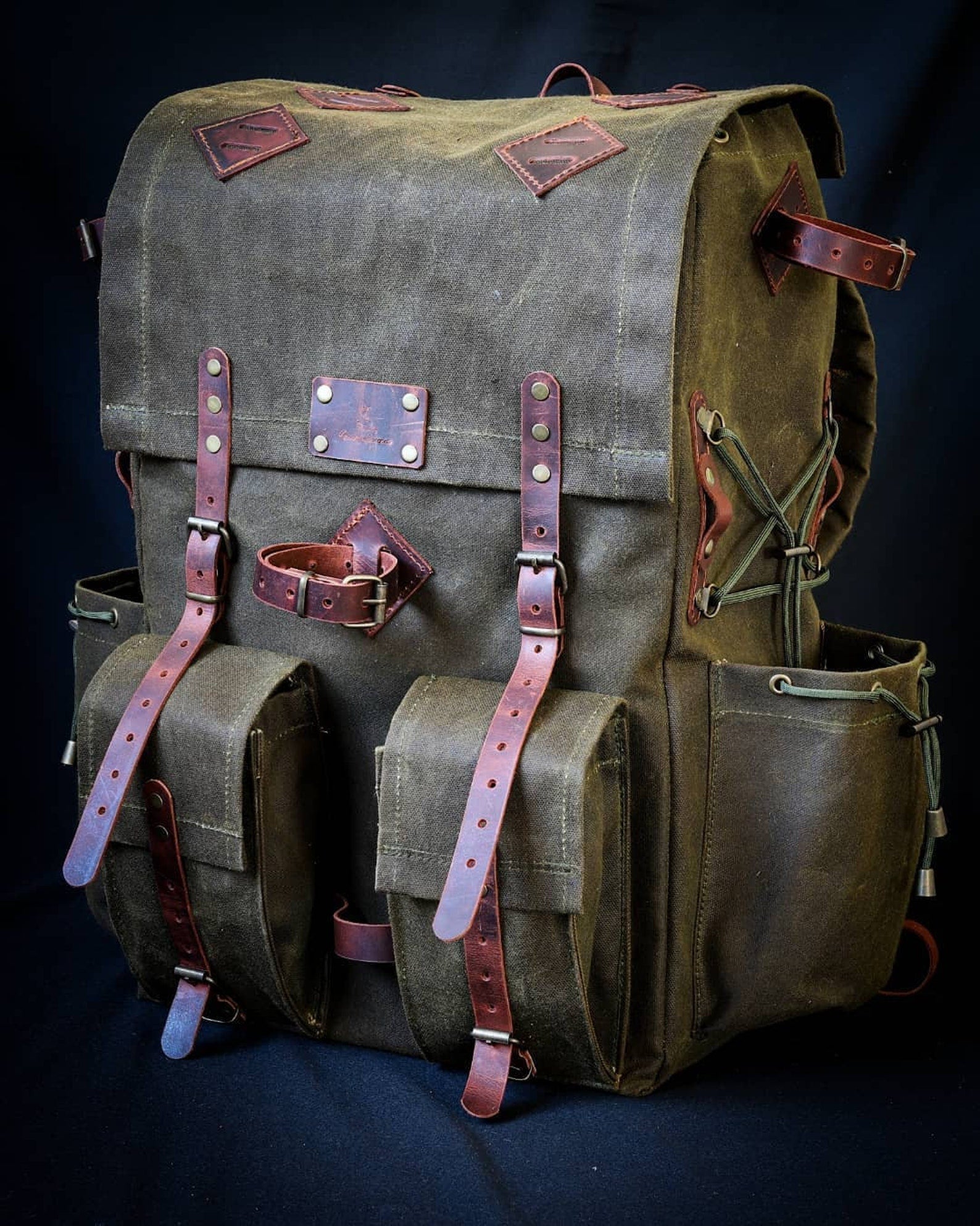 Green Brown Options Waxed Canvas Backpack