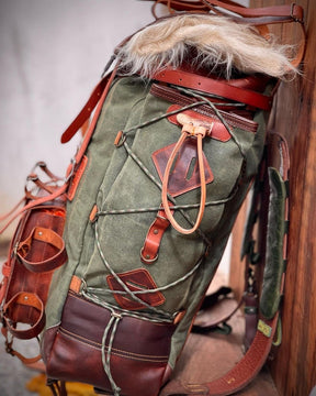 Handmade Leather backpack Waxed Canvas Backpack